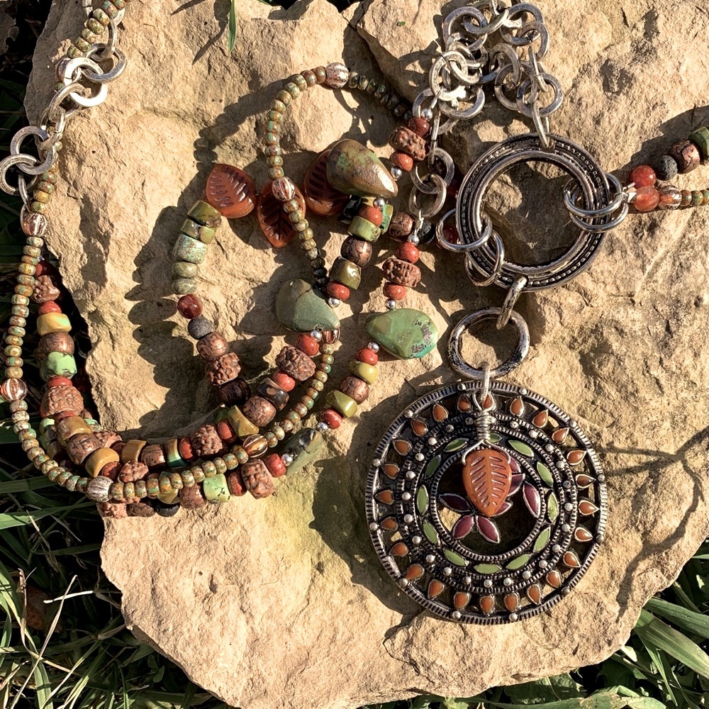 OOAK Boho, Gypsy, Streetwear necklace by Susan A Ray “HOMAGE TO OUR EARTH”